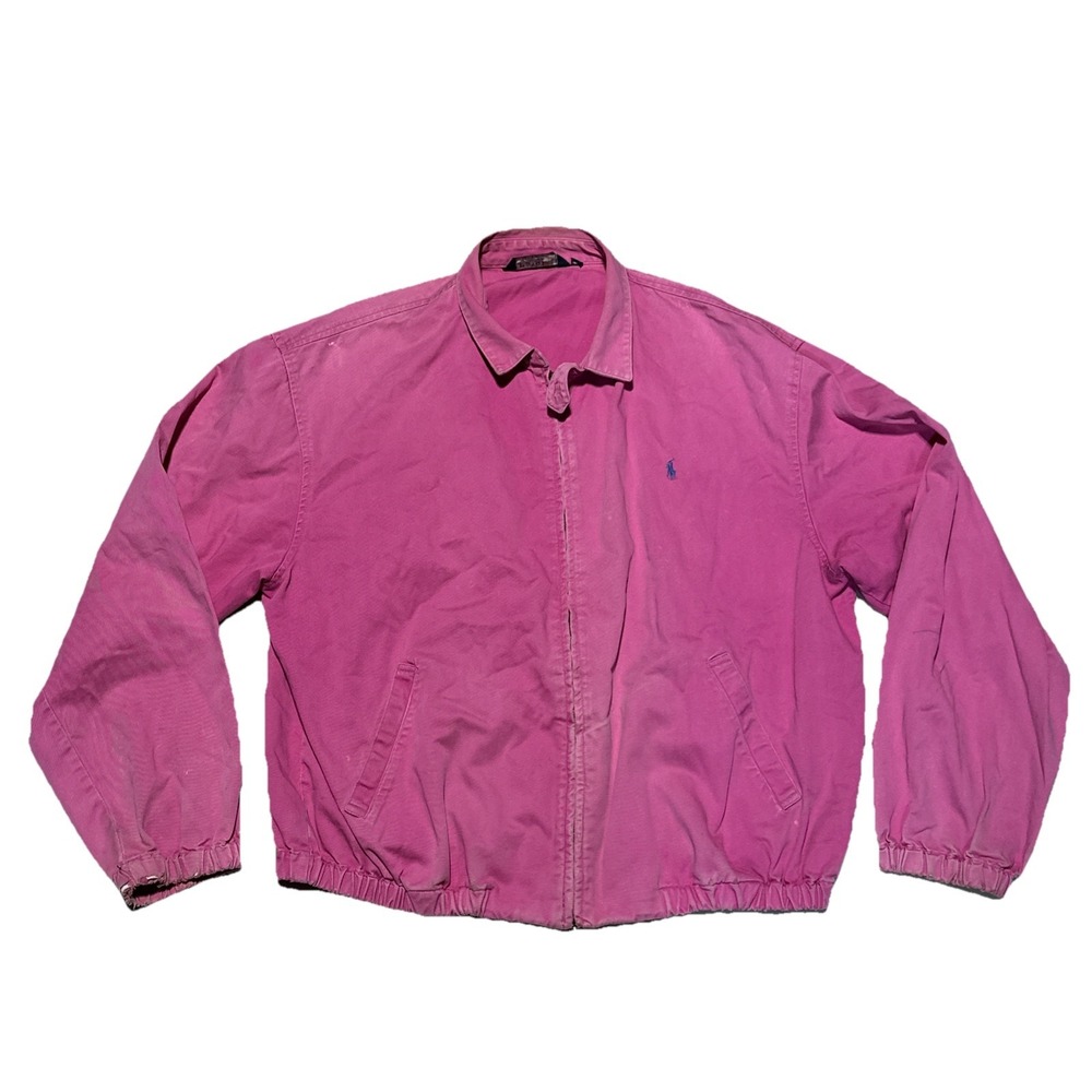 Polo Ralph Lauren Jacket Men's SZ XL Pink Zip Harrington Pony Logo Made in USA